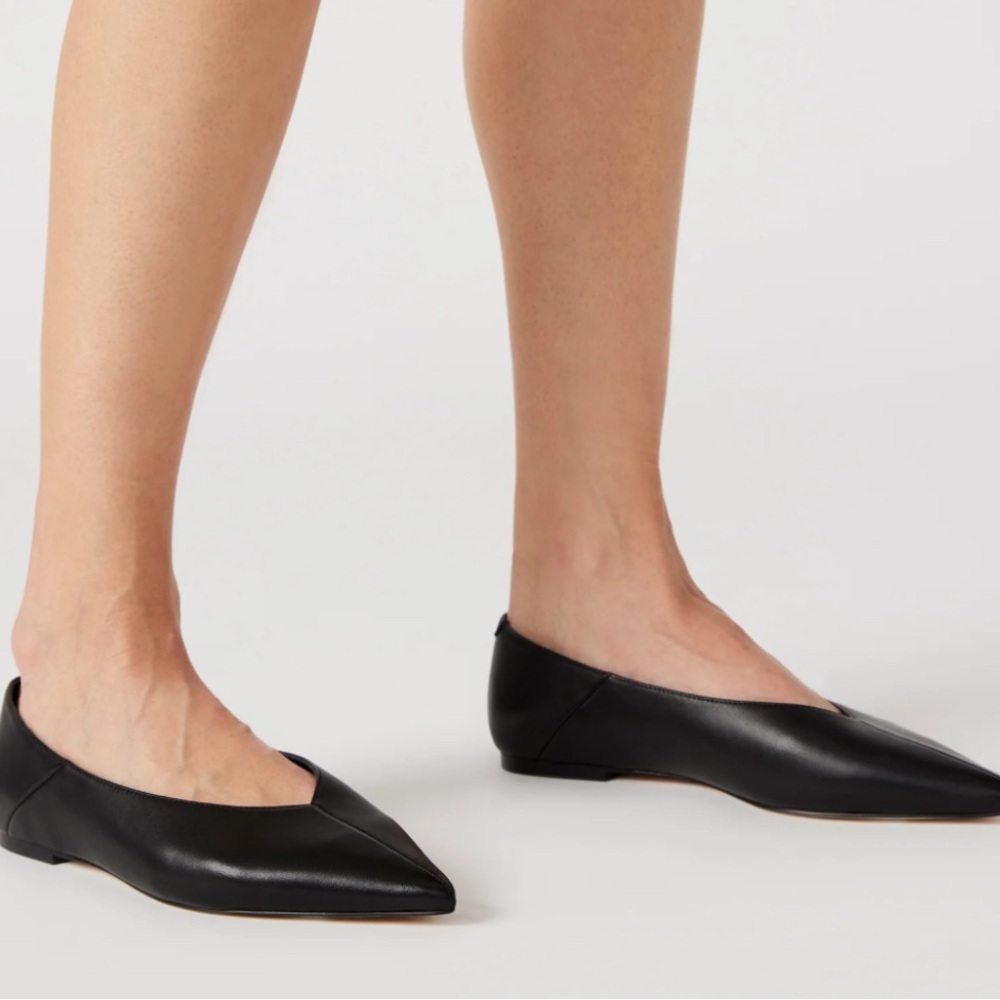 NEW Leather Pointed Toe Ballet Flat - Picture 3 of 3
